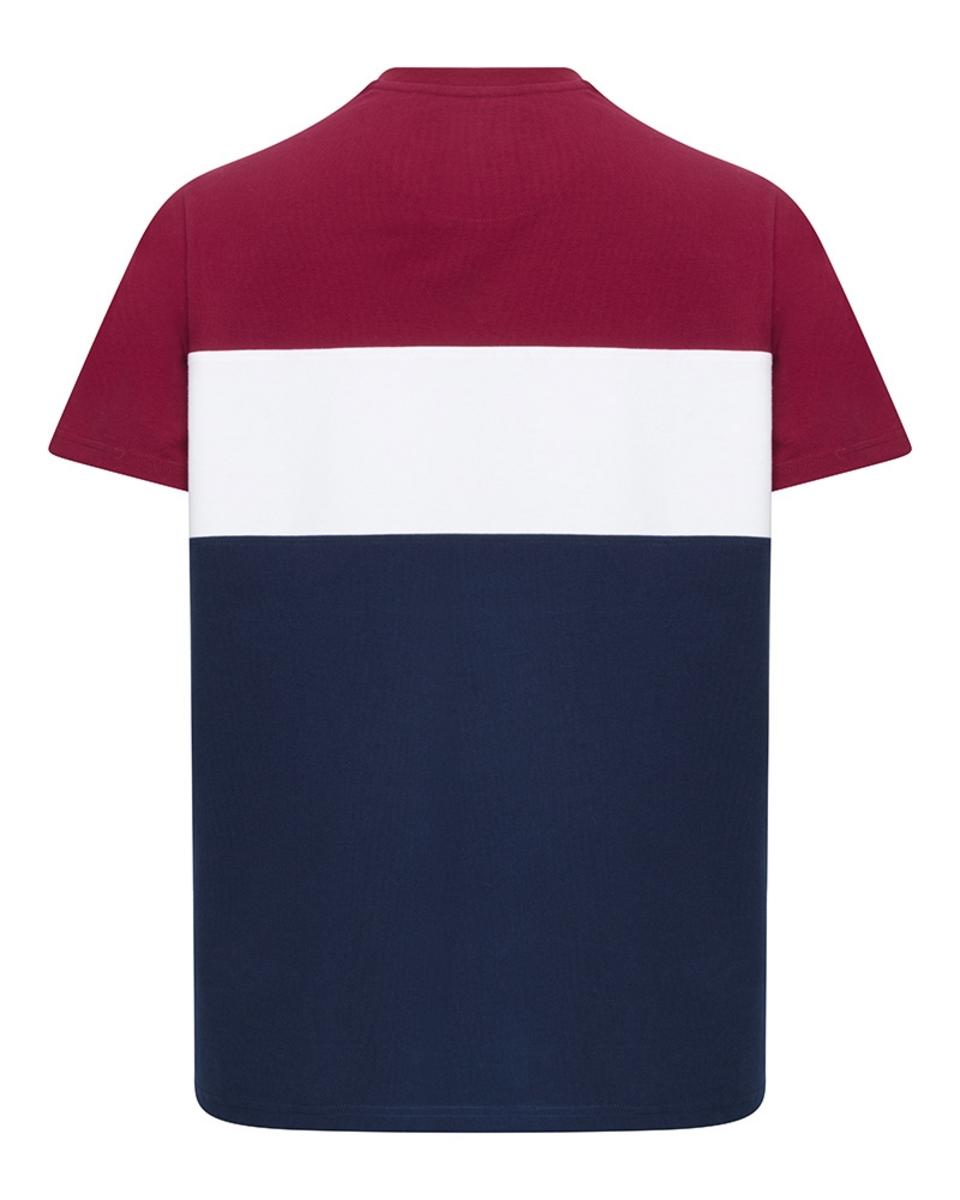 Hoggs of Fife Dalbeattie Colour Block T-Shirt - Burgundy/White/Navy