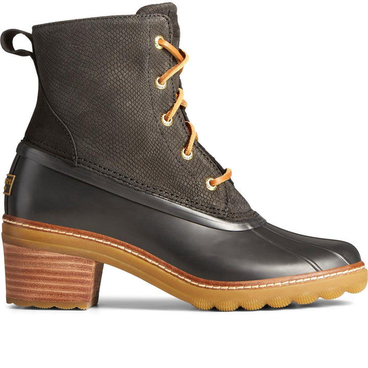 Sperry Saltwater Heel Snake Ankle Boot Black