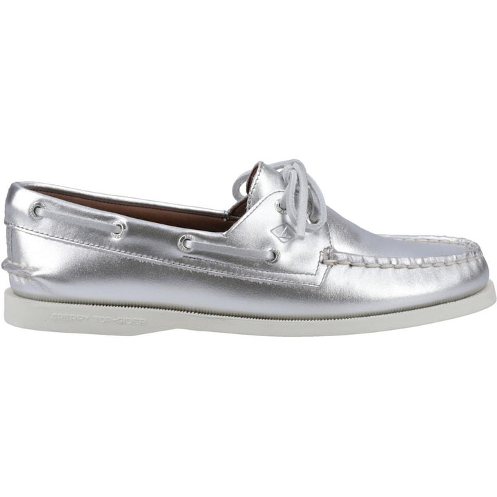 Sperry Authentic 2 Eye Boat Shoe Silver