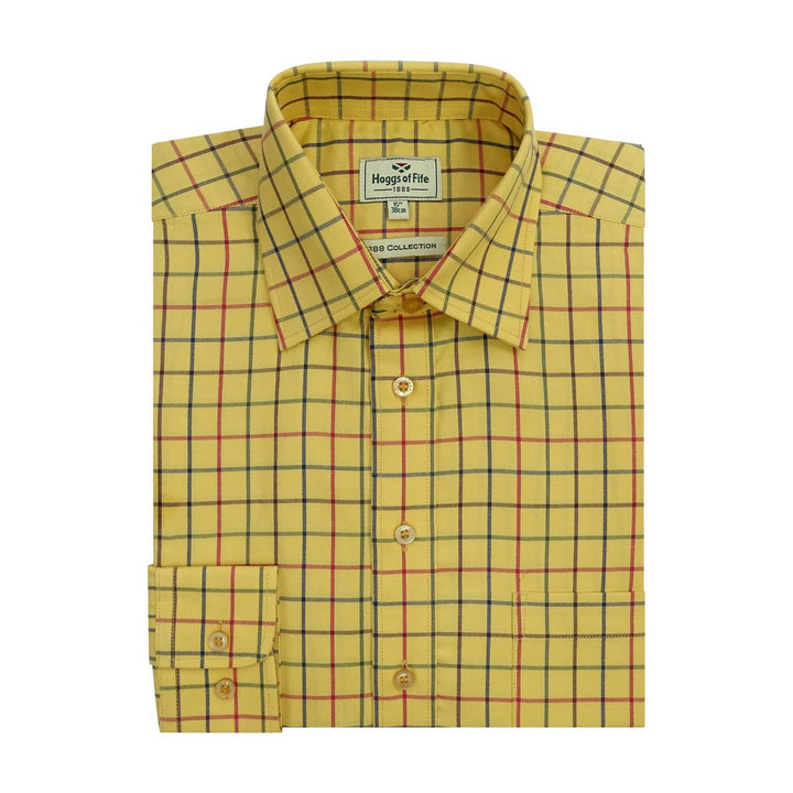 Hoggs of Fife Governor Premier Tattersall Shirt  Gold Check