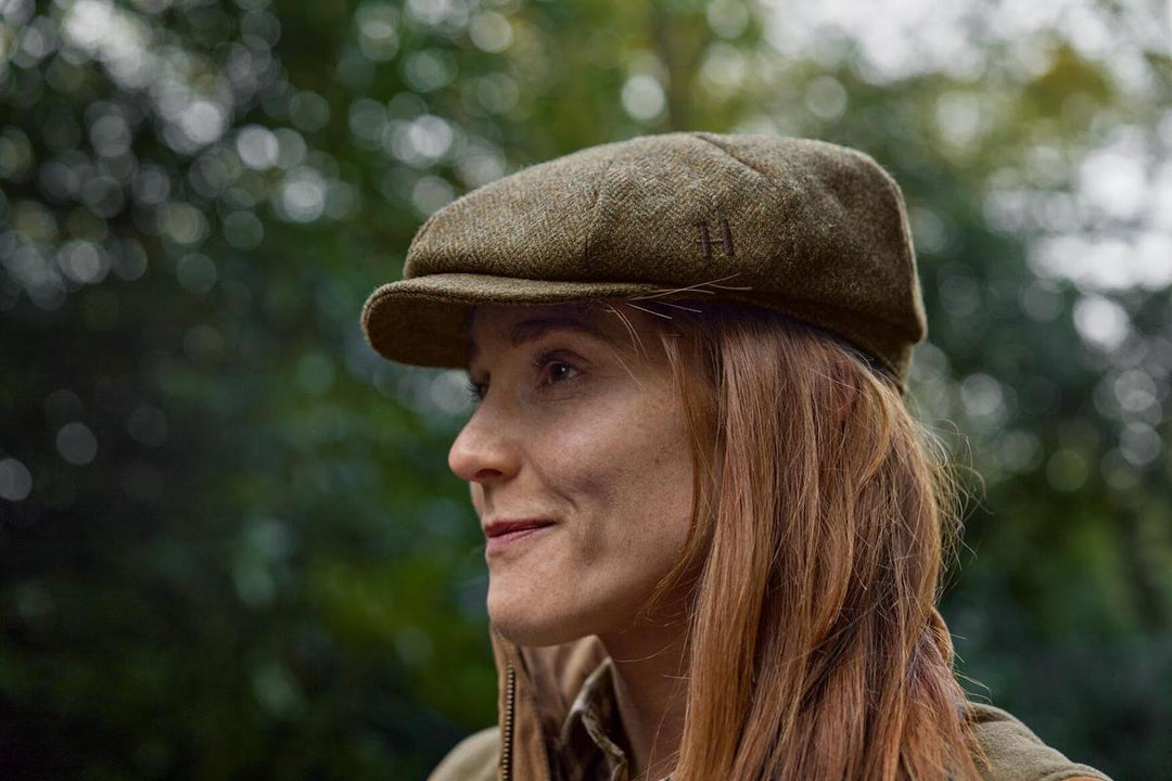 Harkila Kenmore Cl. baker boy cap Forest green/Herringbone