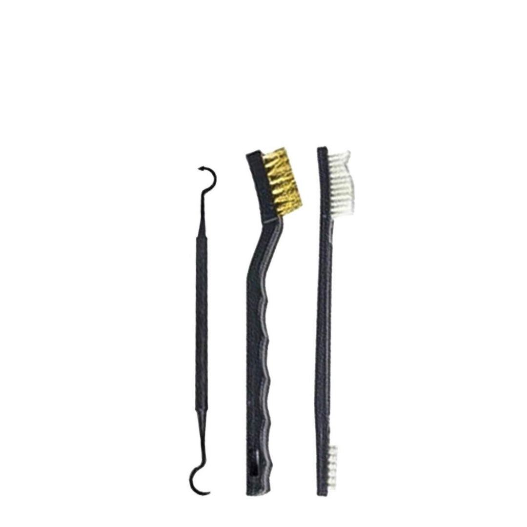 Three Piece Gun Cleaning Brush Set - Bronze, Soft Bristle & Pick