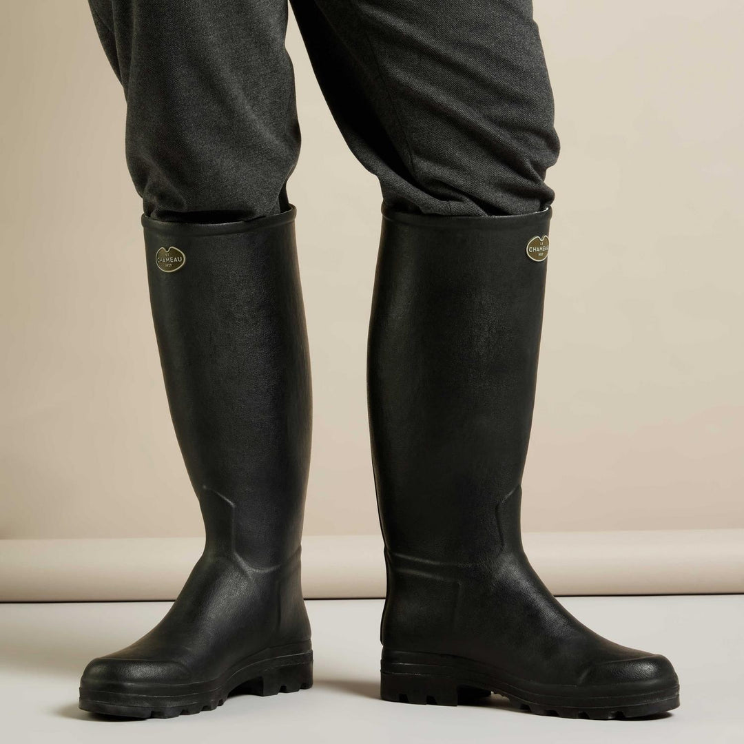 Le Chameau Men's Saint-Hubert Leather Lined Wellington Boot - Black