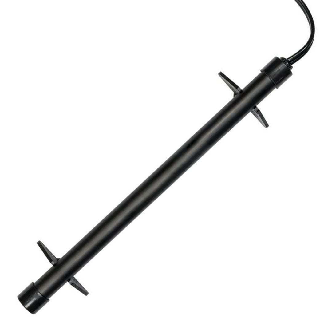 Lockdown 12 inch rod dehumidifier for gun safes, slim black heater tube with two mounting brackets and a power lead, shown at an angle
