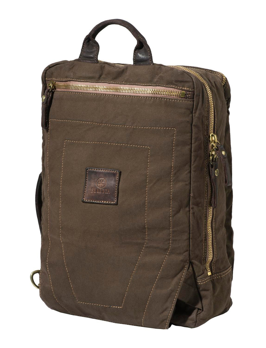 Beretta Washed Canvas & Leather Laptop Backpack Military Camo