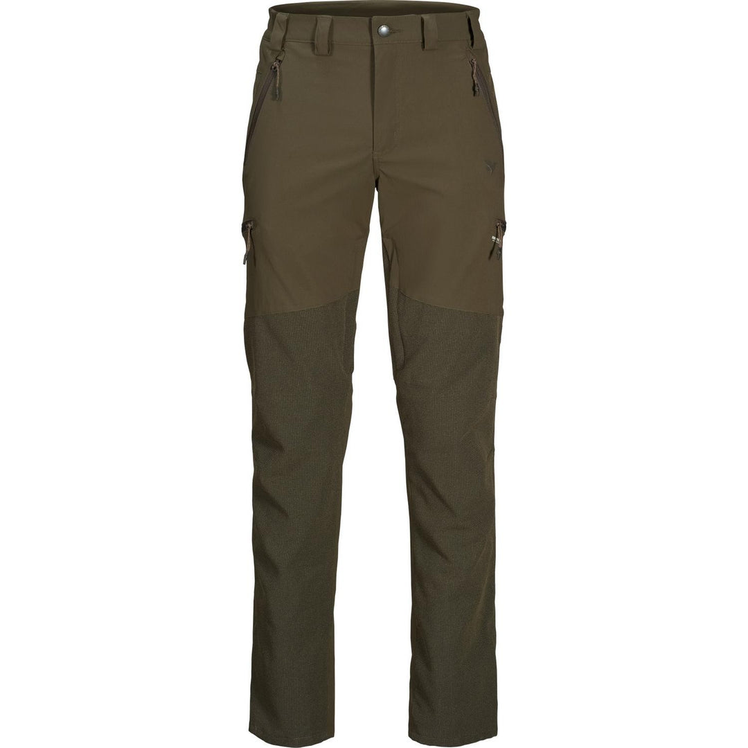 Seeland Outdoor membrane trousers in Pine green with darker reinforced knees, front view