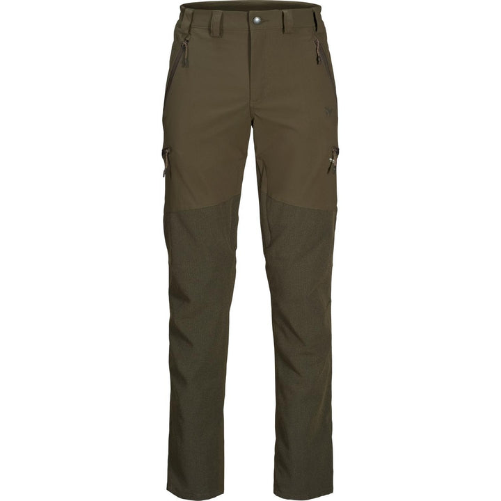 Seeland Outdoor membrane trousers in Pine green with darker reinforced knees, front view