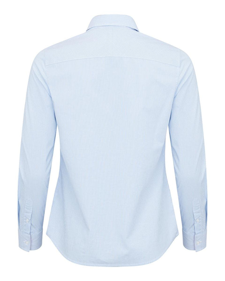 Hoggs of Fife Ingilston Ladies Stretch Stripe Shirt - Blue/White