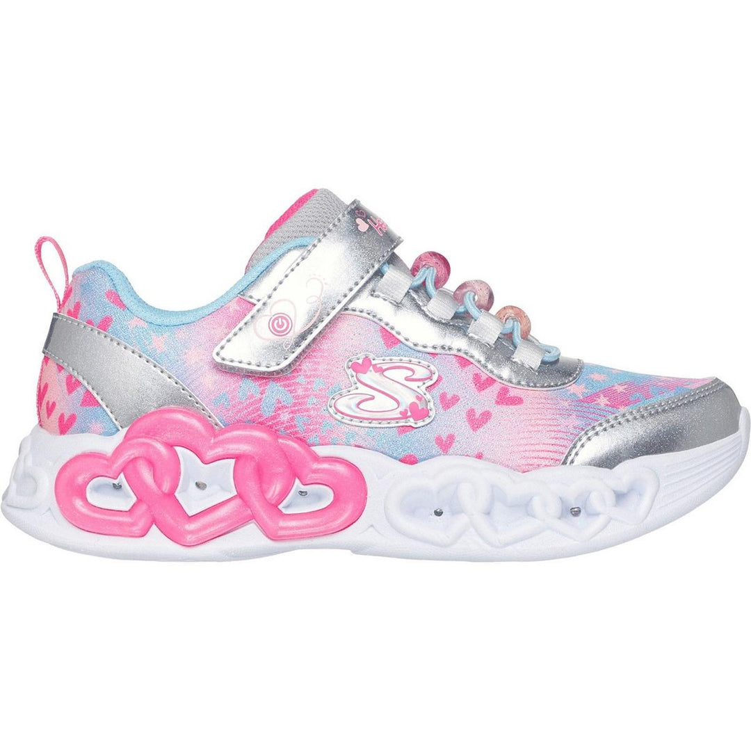 Skechers Infinite Heart Lights Heart Jewels Trainer Silver/M