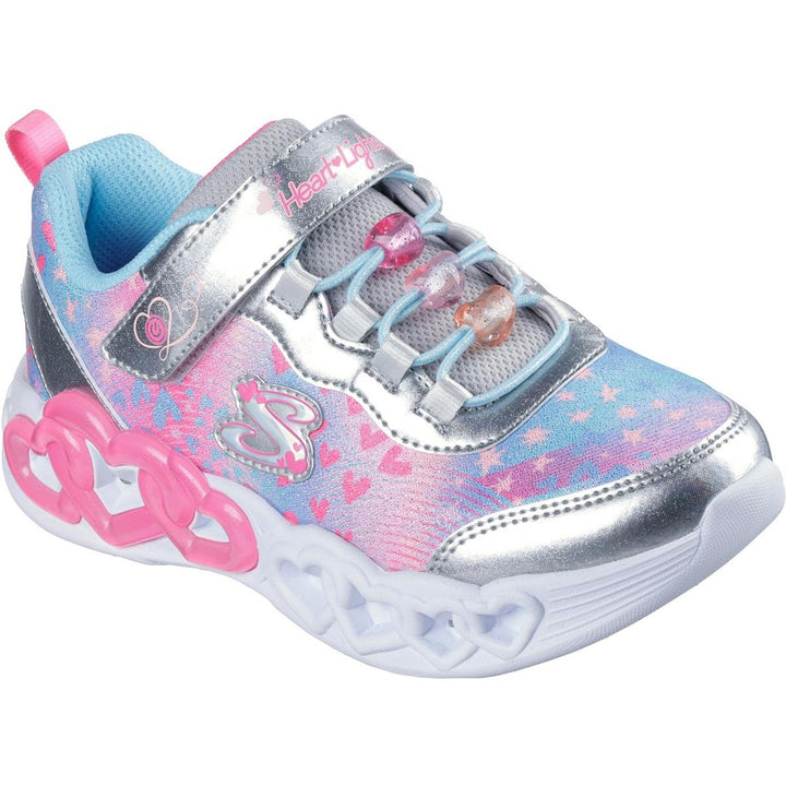 Skechers Infinite Heart Lights Heart Jewels Trainer Silver/M