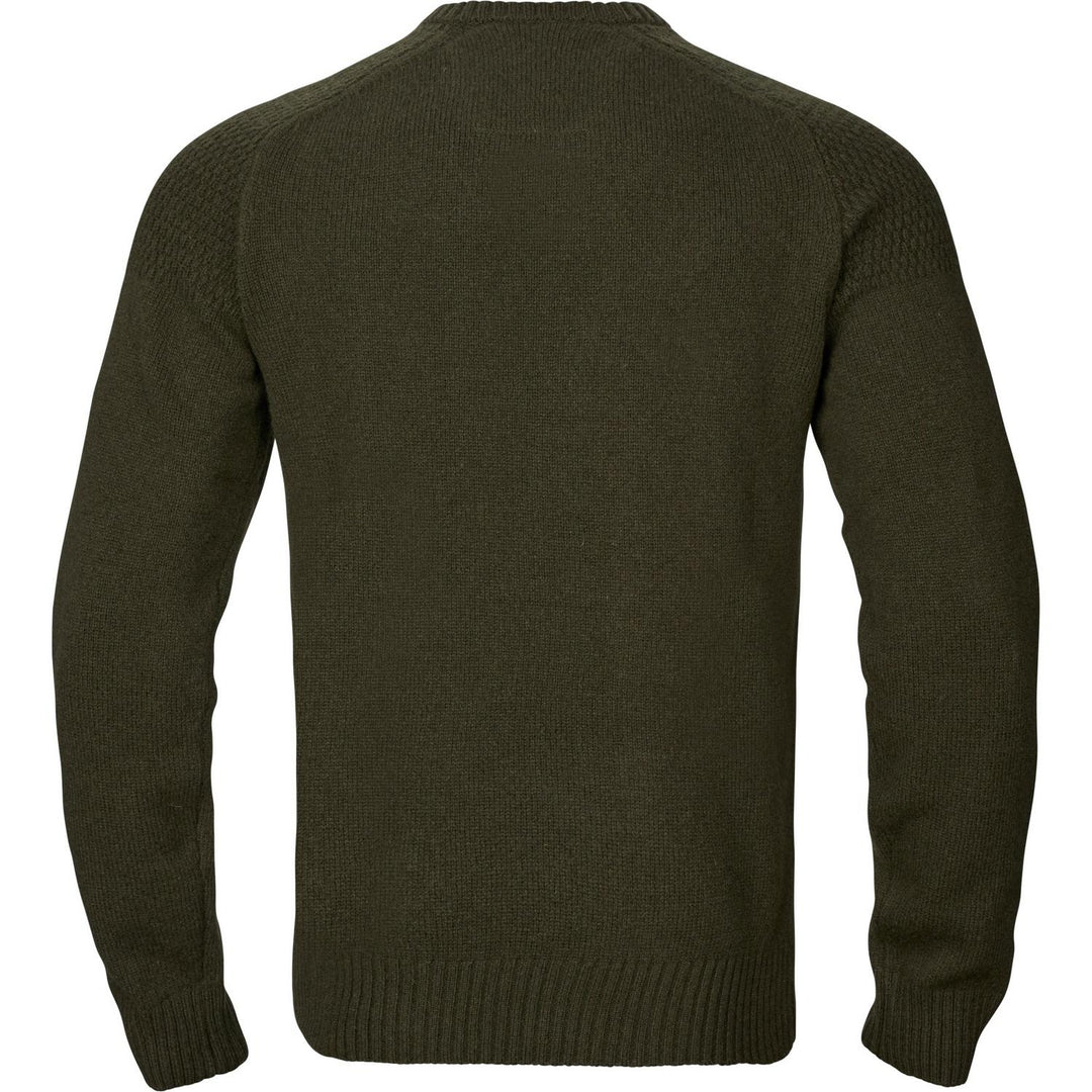 Harkila Vincent merino v-neck pullover in rosin green – view 8: back view of the jumper on an invisible mannequin