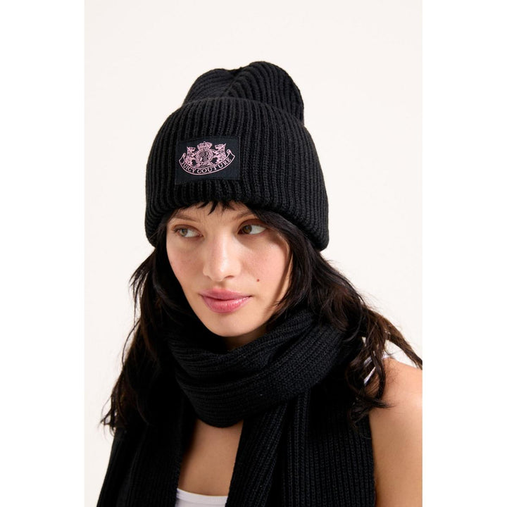 Juicy Couture Crest Scarf/Beanie Set Black