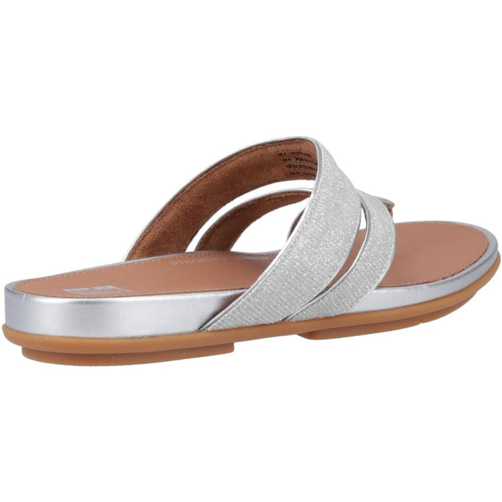 Fitflop Gracie Shimmerlux Strappy Toe Post Sandals Silver