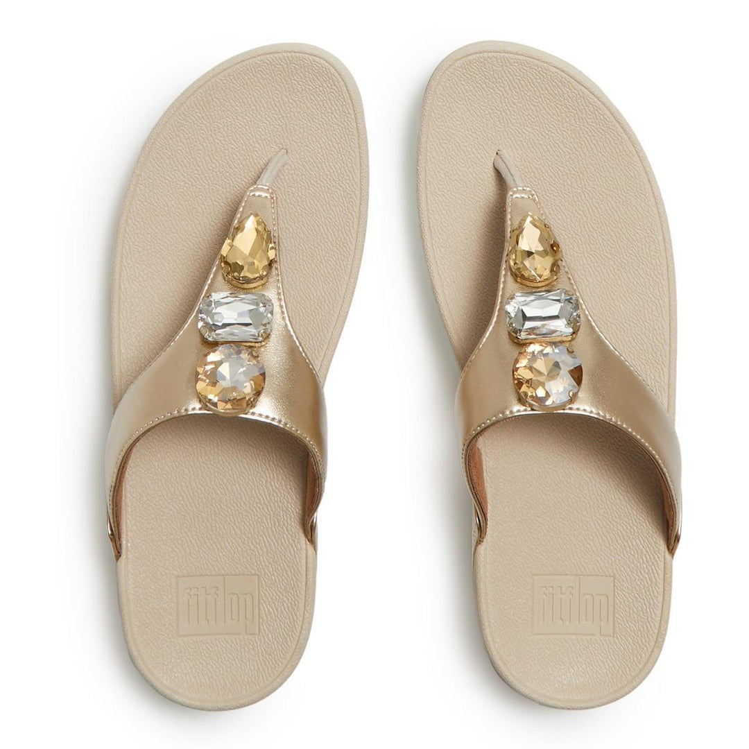 Fitflop Lulu Ultra-Jewel Toe-Post Sandals Platino