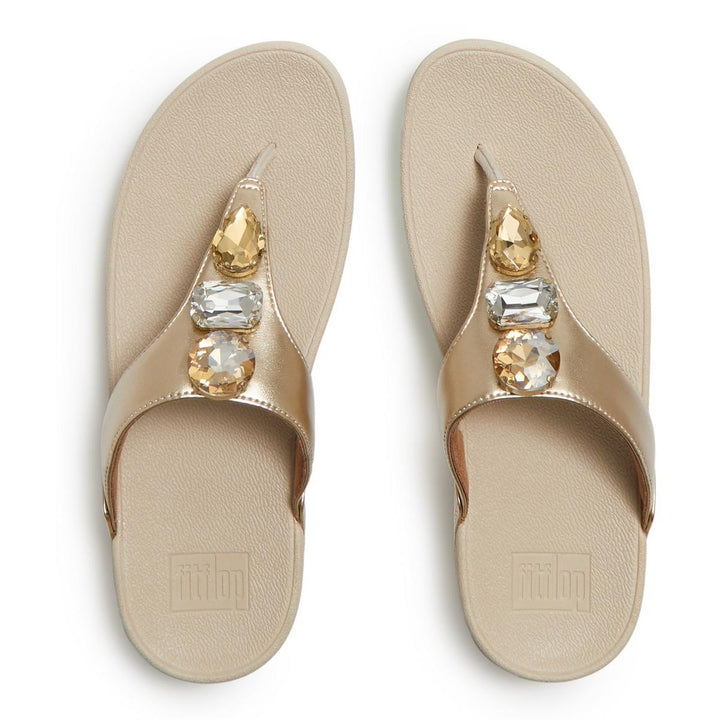 Fitflop Lulu Ultra-Jewel Toe-Post Sandals Platino