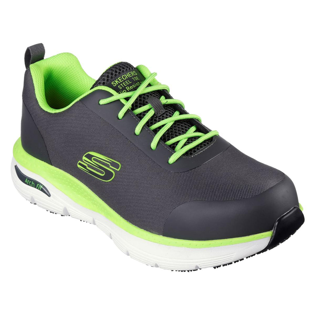 Skechers Workwear Arch Fit Sr Ringstap Safety Trainer Charcoal/Lime