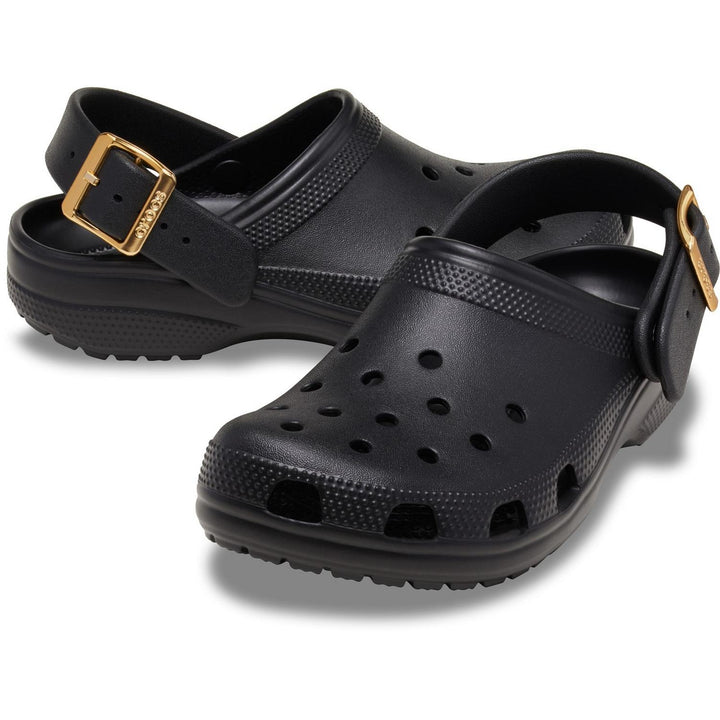 Classic Metallic Buckle Clog Black