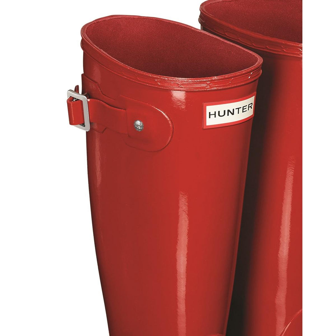Hunter Original Tall Gloss Wellington Boots Military Red - Waterproof, Textile lining