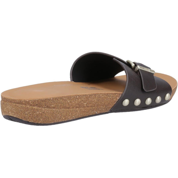 Fitflop iQushion Adjustable Buckle Slides Chocolate Brown