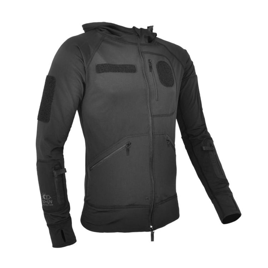 BEACHHEAD FUZZY LYCRA HOODIE - BLACK