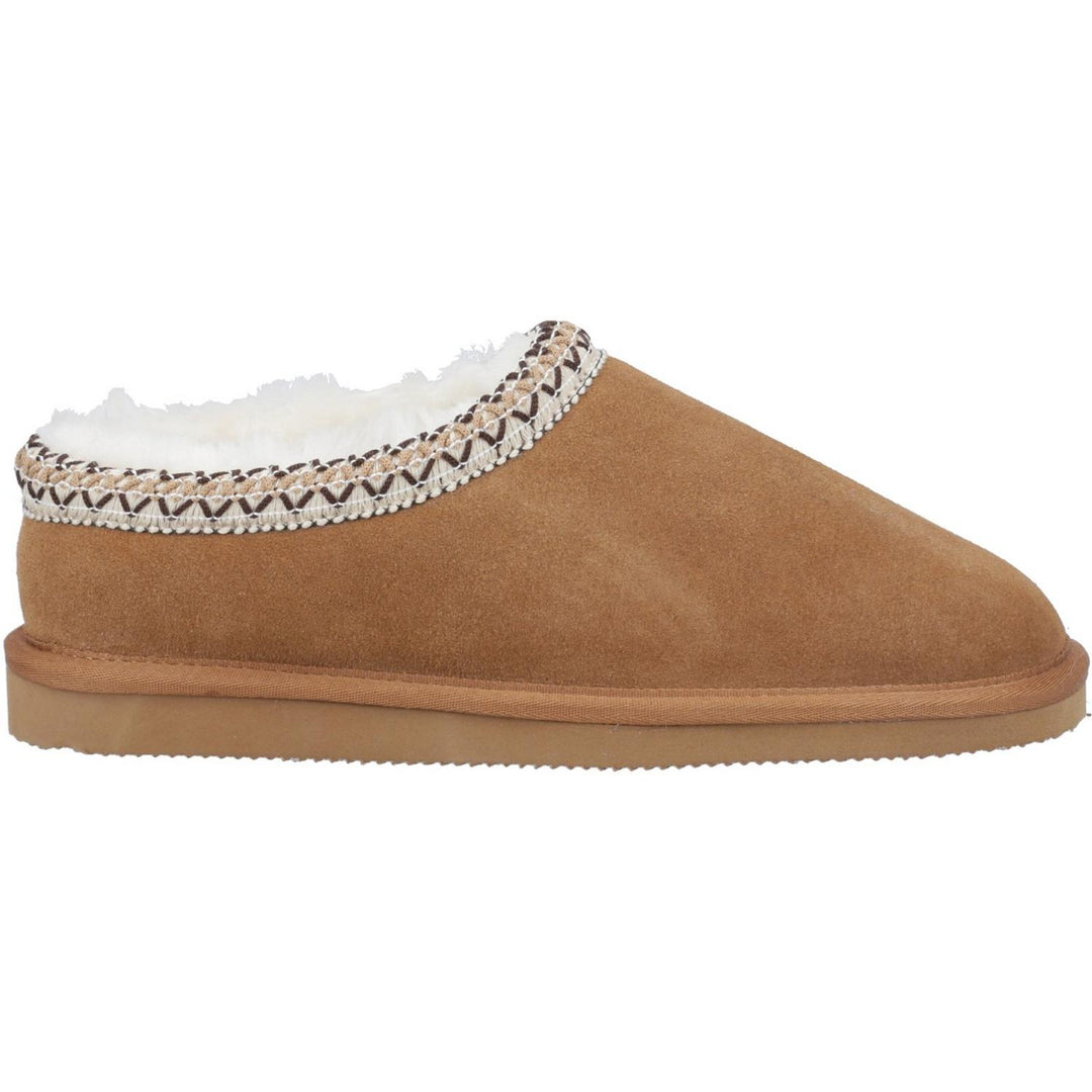 Cotswold Foxmoor Slippers Tan - With luxury sheepskin lining and suede uppers your toes will be surrounded by super soft warmth., Featuring embroidered upper detailing for that extra touch – view 3