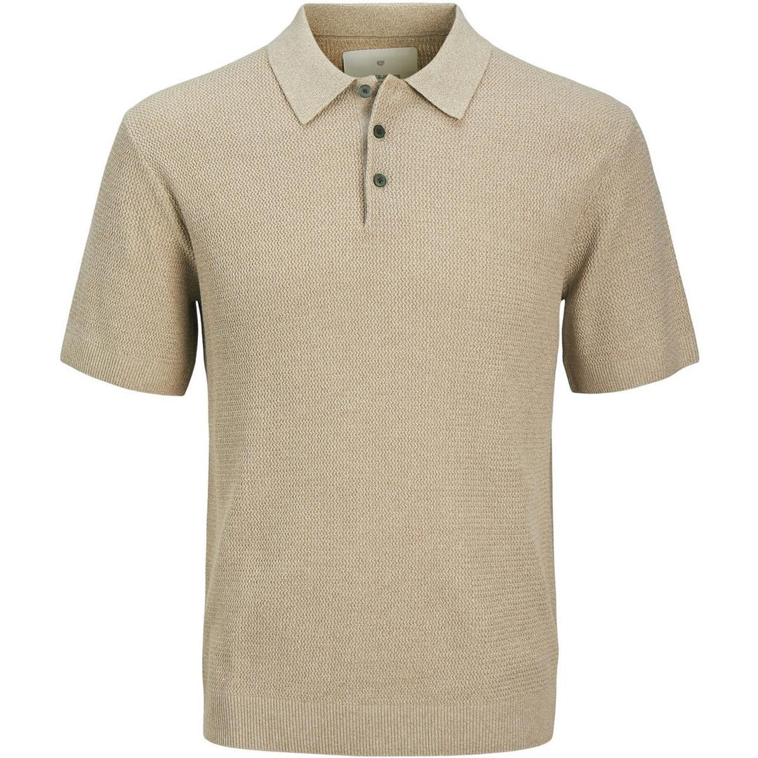 Jack & Jones Jack & Jones Premium knitted polo in Beige Greige