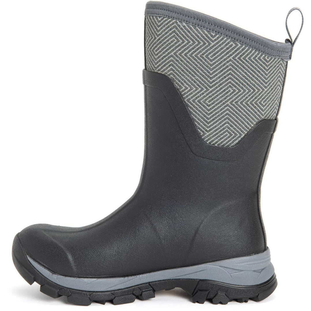 Muck Boots Arctic Ice Mid Wellingtons Black/Grey Geometric