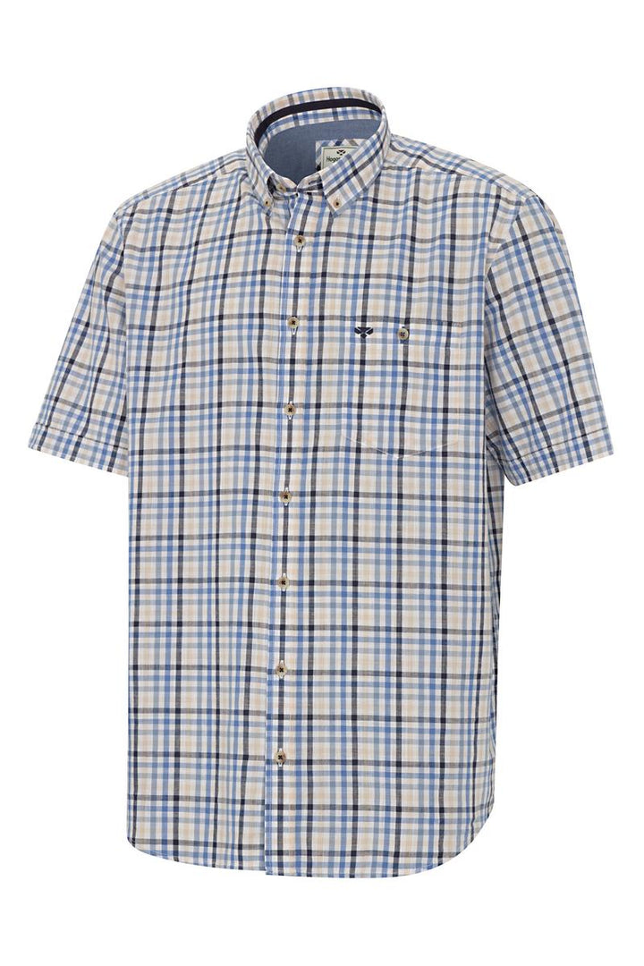 Hoggs of Fife ABERDOUR SS CHECK SHIRT  BLUE/CORN