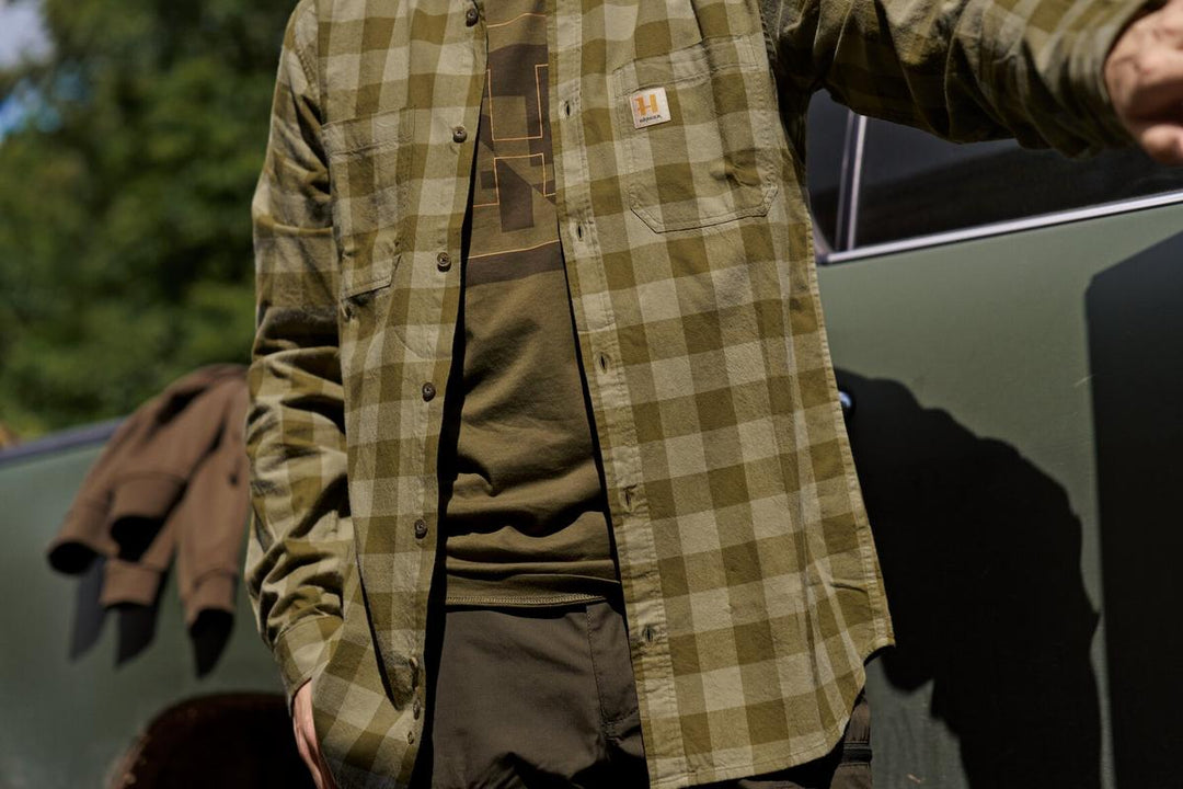 Harkila Härkila Scandinavian L/S shirt Dark olive check – view 9