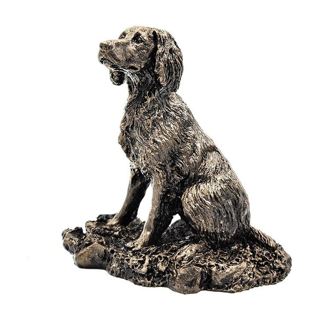 Patina Bronze Sculpture Spaniel Sitting - Cold Cast Gift