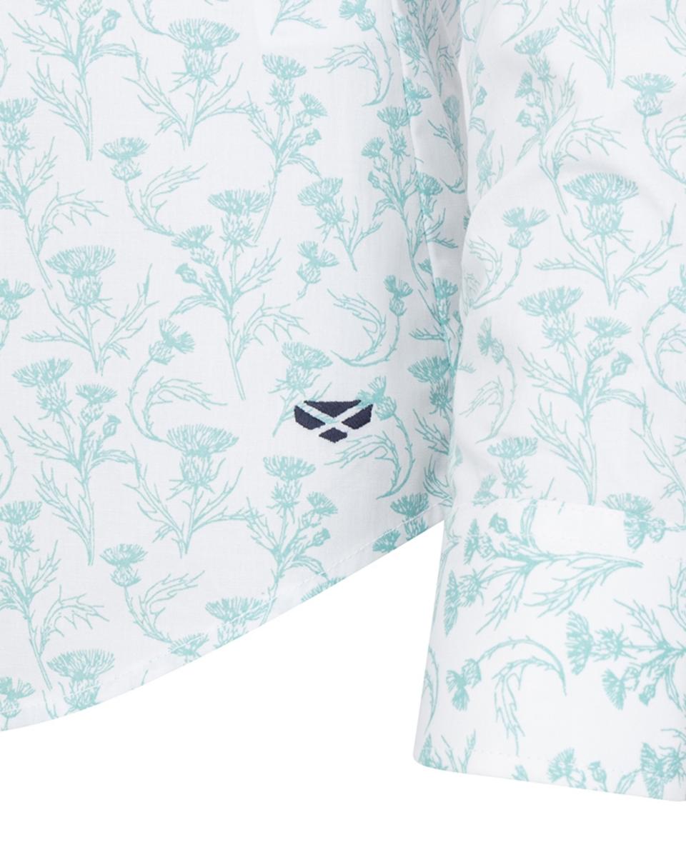 Hoggs of Fife Thistle Print Shirt - Seafoam