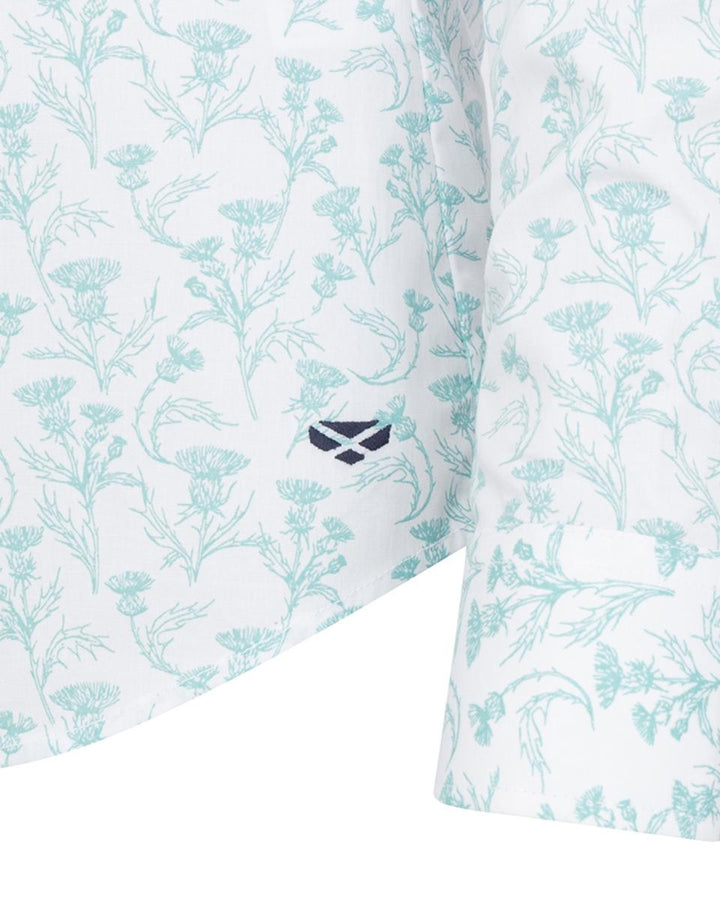 Hoggs of Fife Thistle Print Shirt - Seafoam
