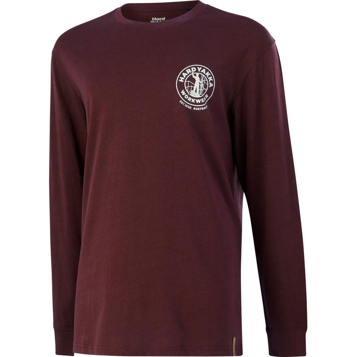 Hard Yakka Heritage Icon Long Sleeve Tee Burgundy – view 2