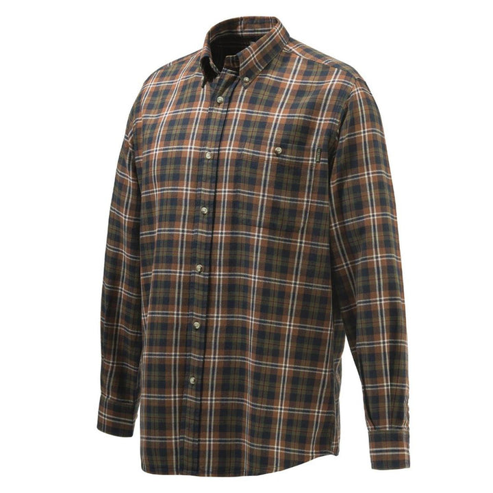 Beretta WOOD FLANNEL BUTTON DOWN SHIRT Tobacco