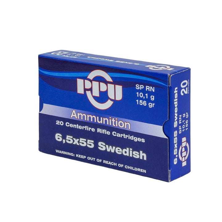 PPU Prvi Partizan 6.5x55 156gr Soft Point Round Nose Ammo, 20 Rounds