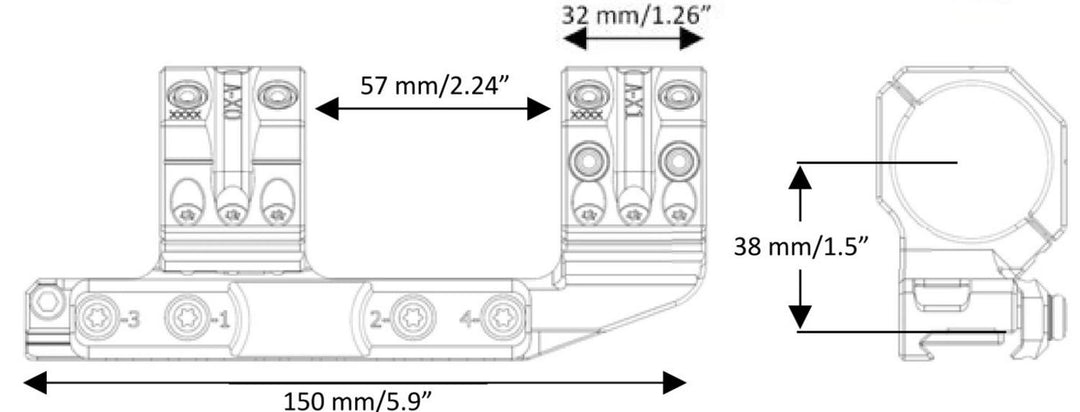 Spuhr ISMS 34mm High 20 MOA Cantilever Picatinny One Piece Mount