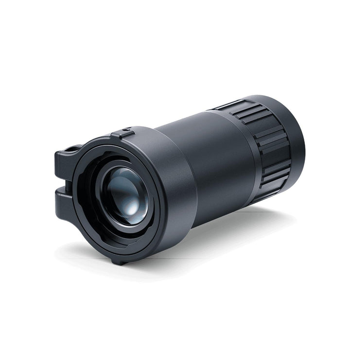 Pulsar 3x20 B monocular for Krypton and Proton attachments, dark grey cylindrical eyepiece unit shown three-quarter with the ribbed dioptre ring