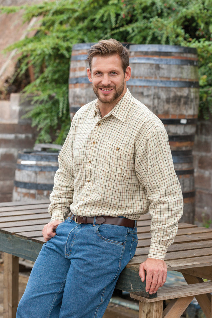 Hoggs of Fife Birch Fleece Lined Shirt Olive/Tan