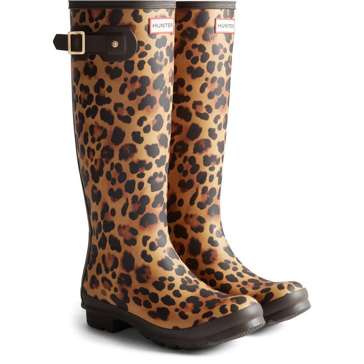 Hunter Womens Original Tall Leopard Boot Leopard Print/Choco