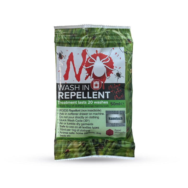 BushWear NO Tick Wash in Repellent 50ml, a single green sachet, front view