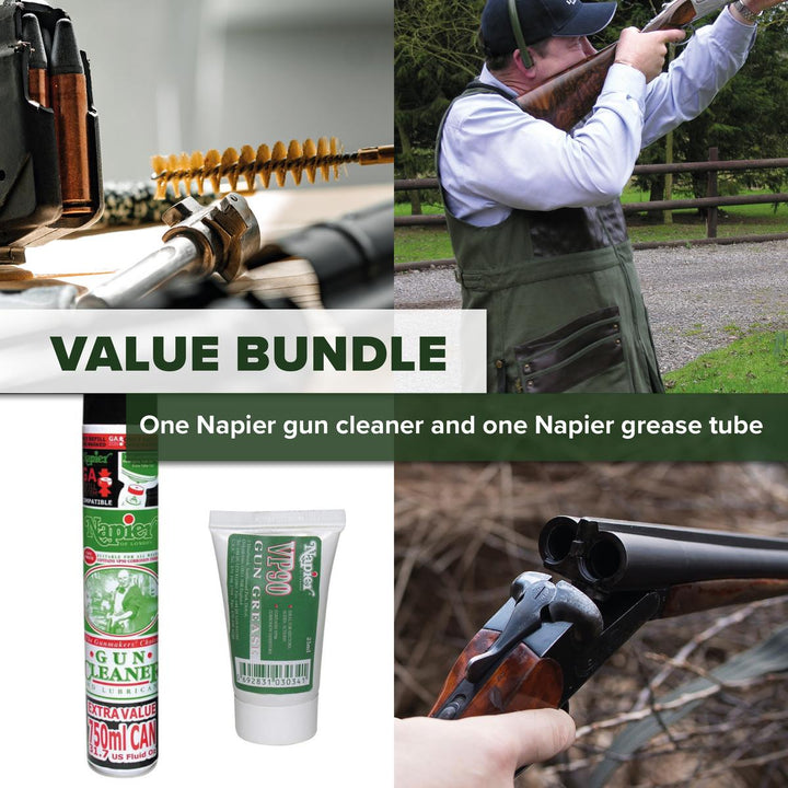 BushWear Napier Gun Cleaner 750ml Spray and Napier Gun Grease Tube 25ml (1.05 oz) Bundle