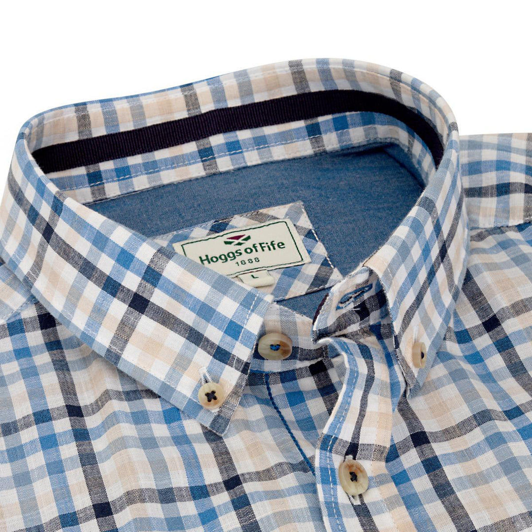 Hoggs of Fife ABERDOUR SS CHECK SHIRT  BLUE/CORN
