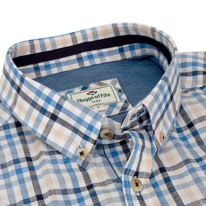Hoggs of Fife ABERDOUR SS CHECK SHIRT  BLUE/CORN