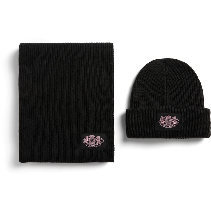 Juicy Couture Crest Scarf/Beanie Set Black
