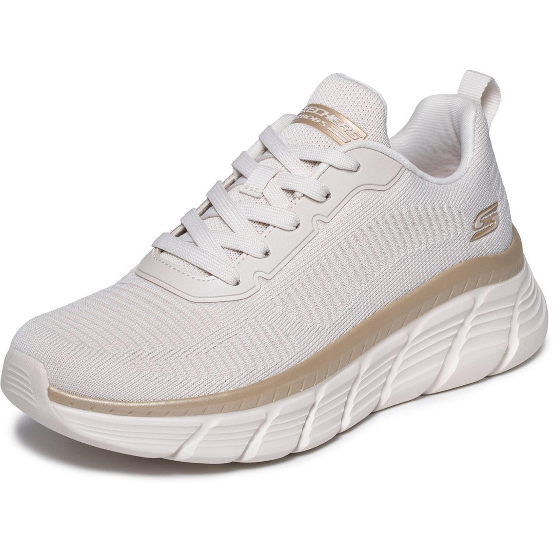 Bobs B Flex Hi Flying Trainers White/Gold Engineered Knit