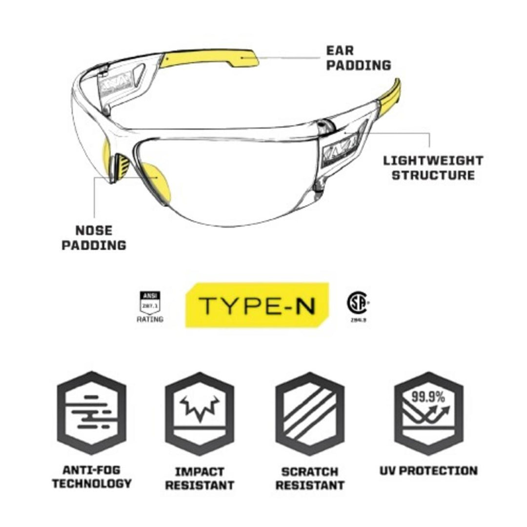 TYPE-N SAFETY EYEWEAR - CLEAR FRAME - CLEAR LENS