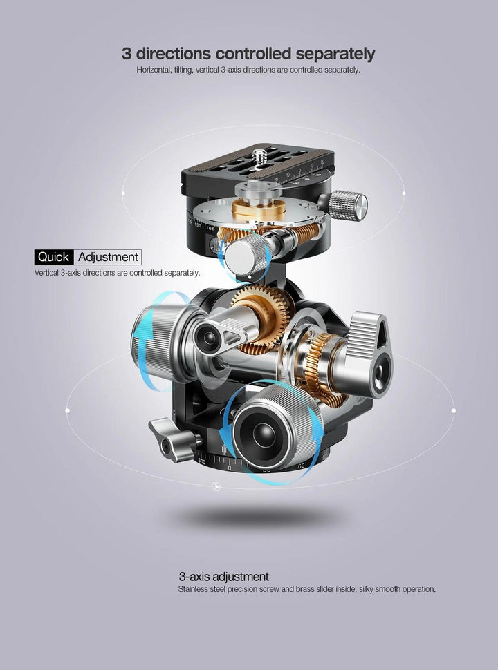 Leofoto G4 Pro Four-Way Geared Head with GR-2 Panning Adapter