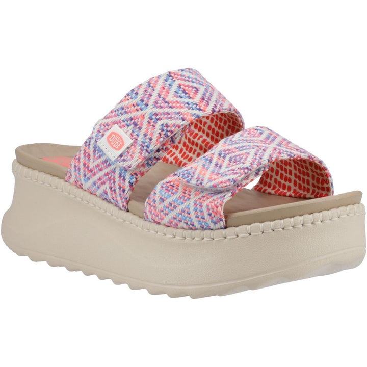 HEYDUDE Delray Slide Surf Baja Sandal Blue/Pink/Multi