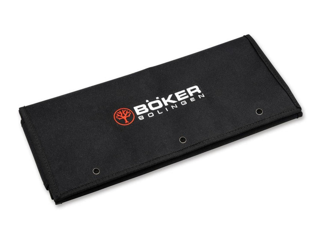 Böker Knife Vault 2.0 black pocket knife display bag folded closed with Böker Bolingen logo and press studs