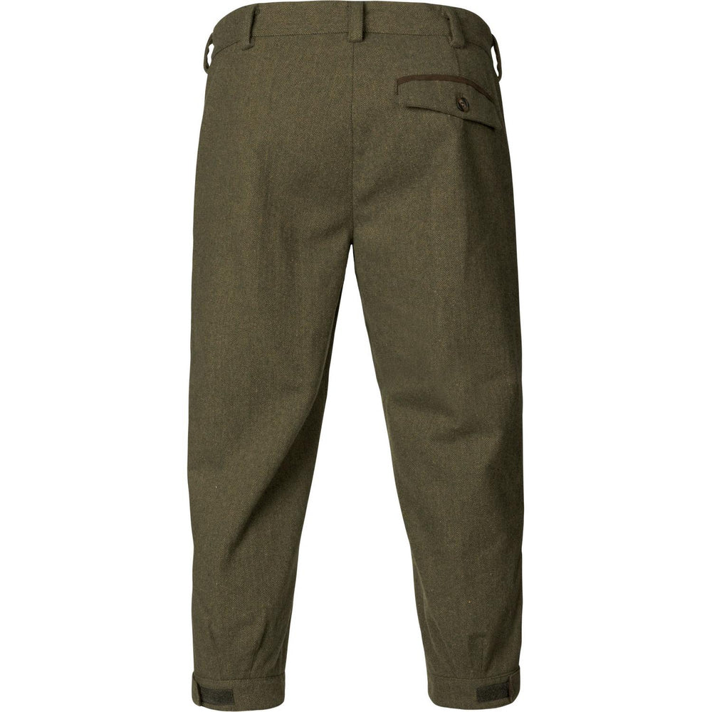 Seeland Hillside tweed breeks, flat lay back view showing rear button pocket and buckled knee cuffs
